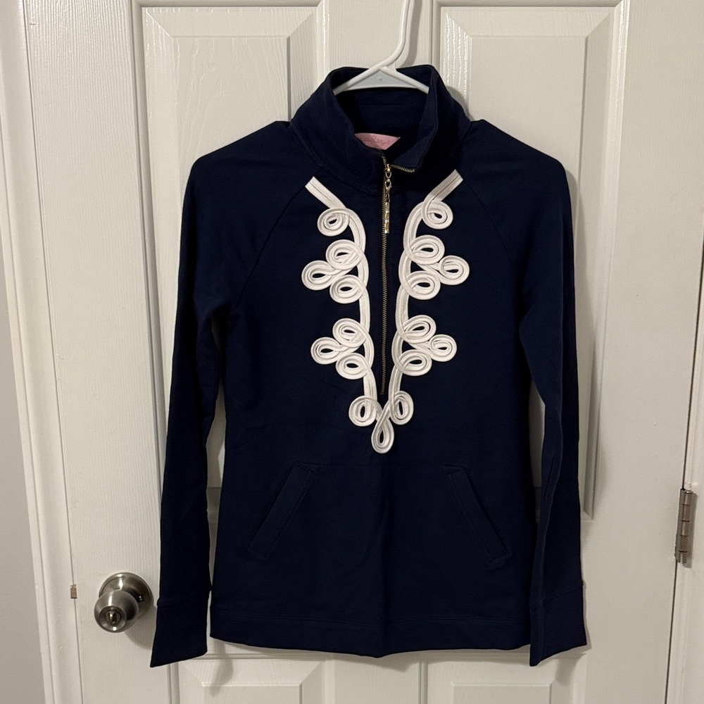 Lily Pulitzer Navy Skipper Popover with White Embellishments